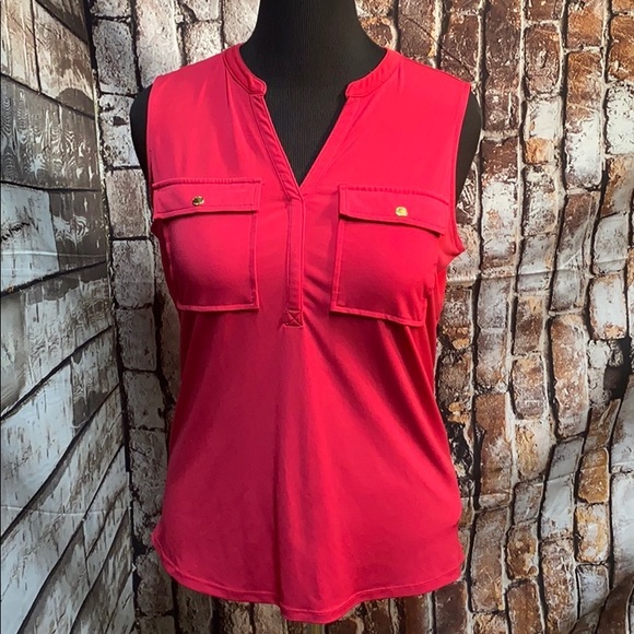 MICHAEL KORS ROSE RED SLEEVELESS TOP NWOT M - Picture 1 of 6
